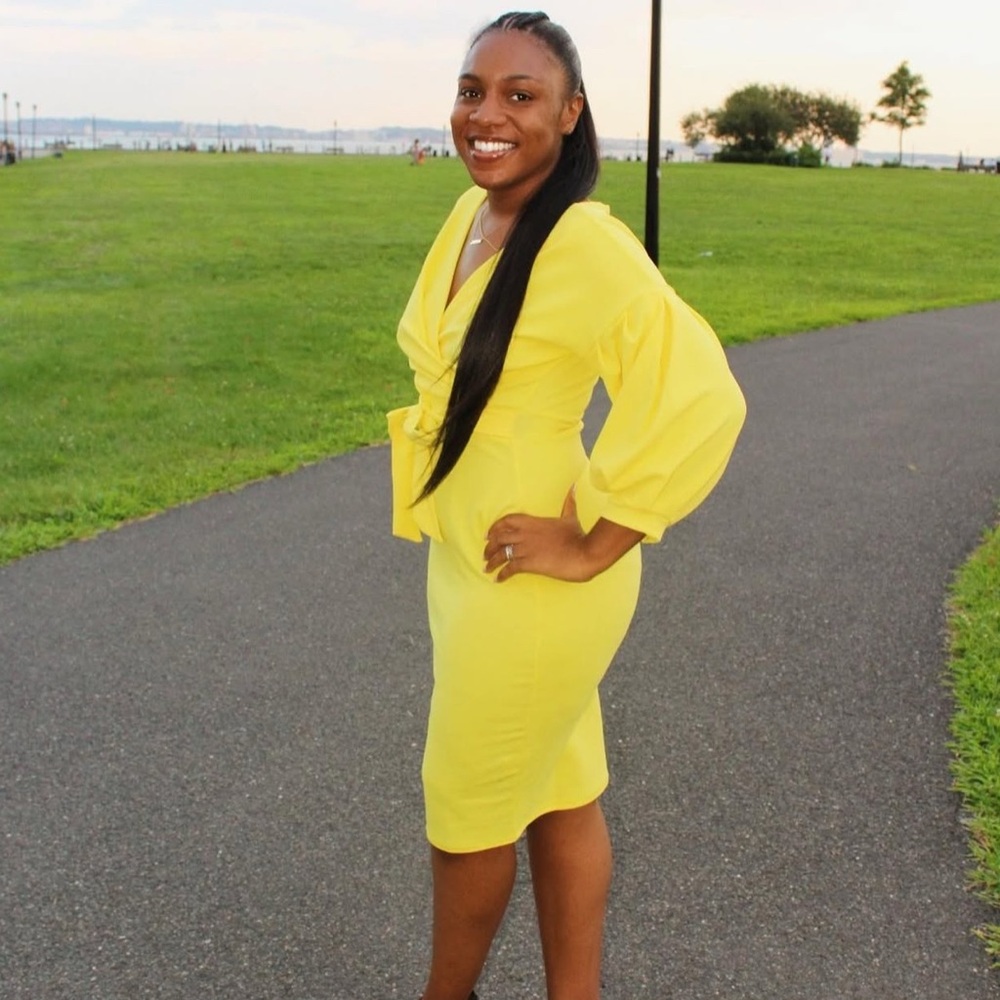 BOOHOO Yellow Midi Wrap Dress